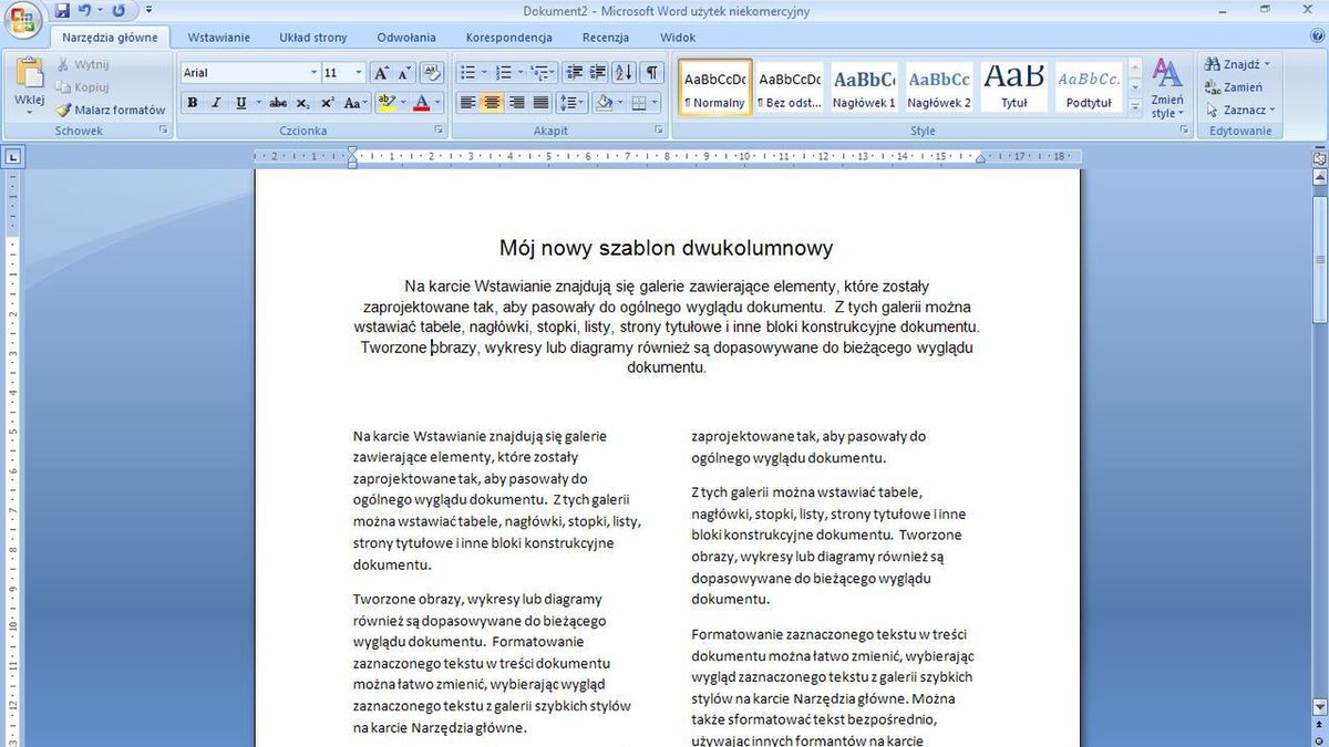 Jak stworzyć dwukolumnowy szablon w Wordzie? 1