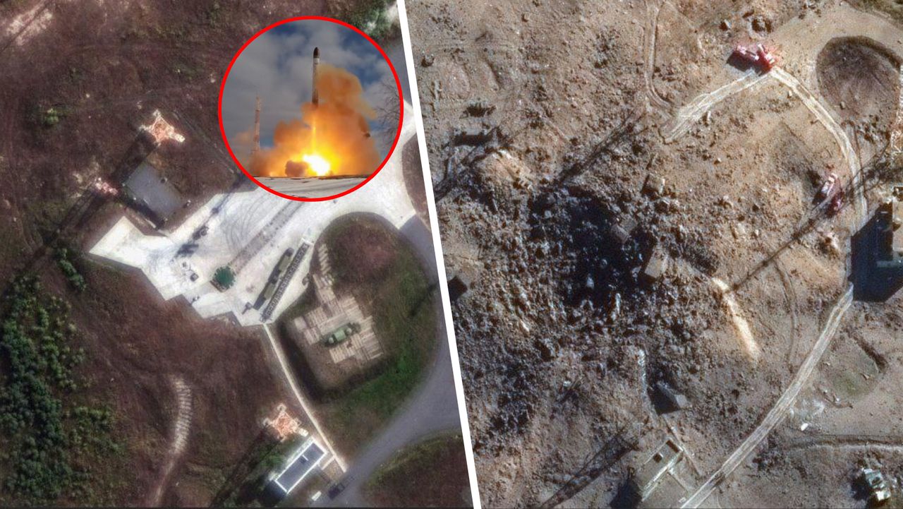 Russia's Sarmat missile fails spectacularly, leaving crater and fire