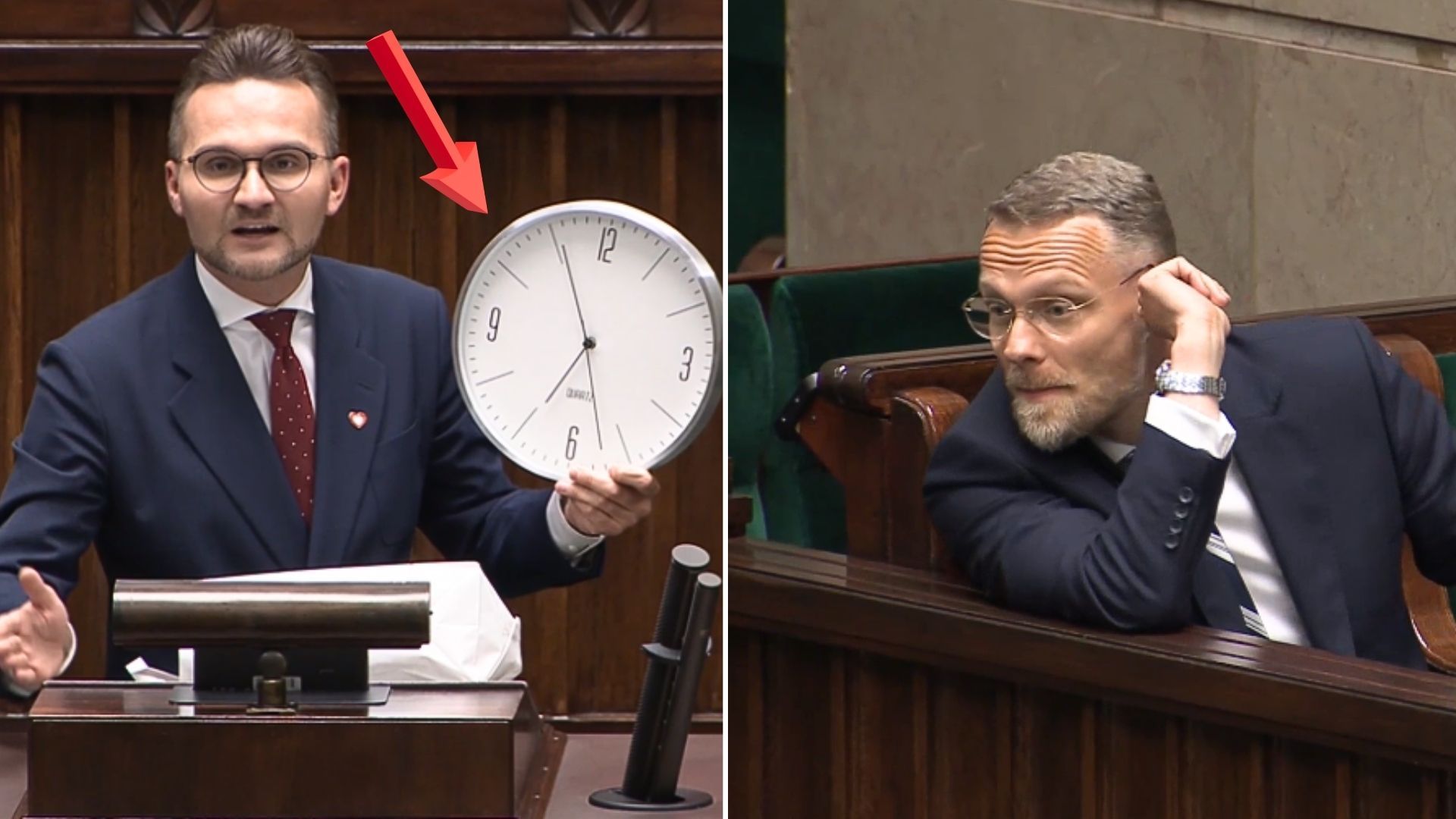 Zdjęcie do aktualności: Witczak z zegarem w Sejmie. Tak zareagował Bogucki. Nagranie