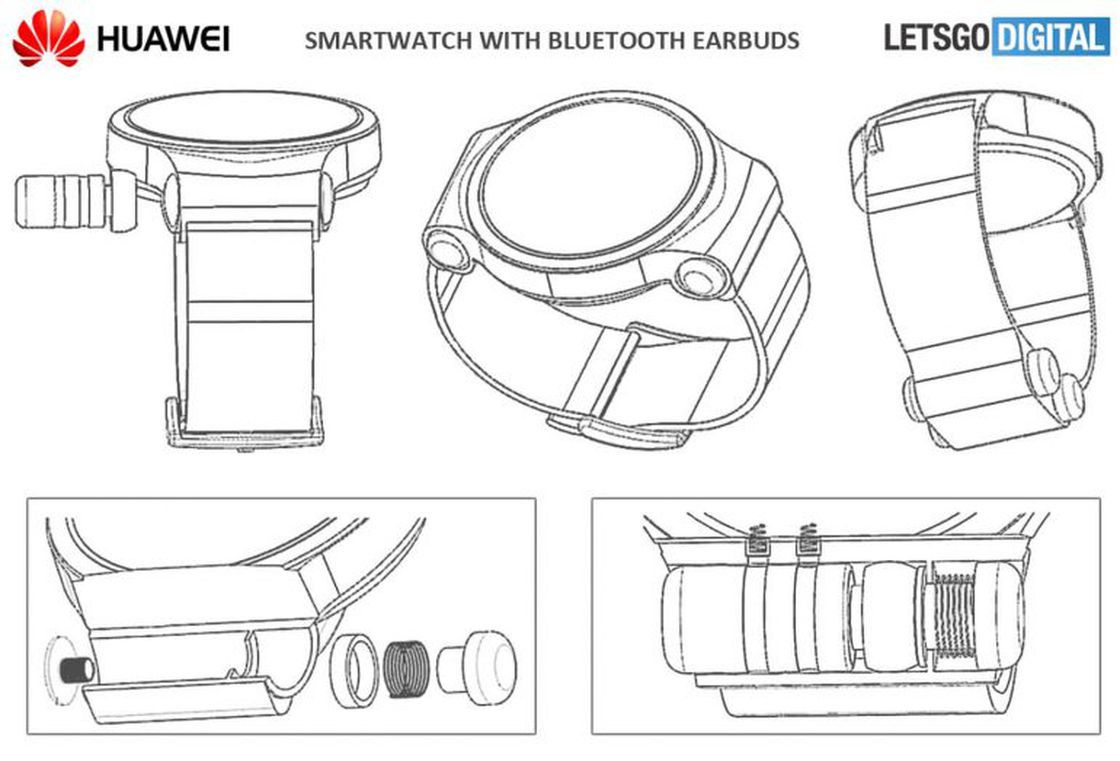 Słuchawki schowane w smartwatchu. Ciekawy patent Huawei 2