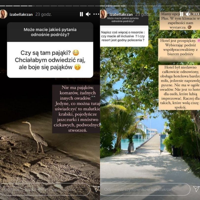 Izabella Krzan relacjonuje wakacje na Malediwach