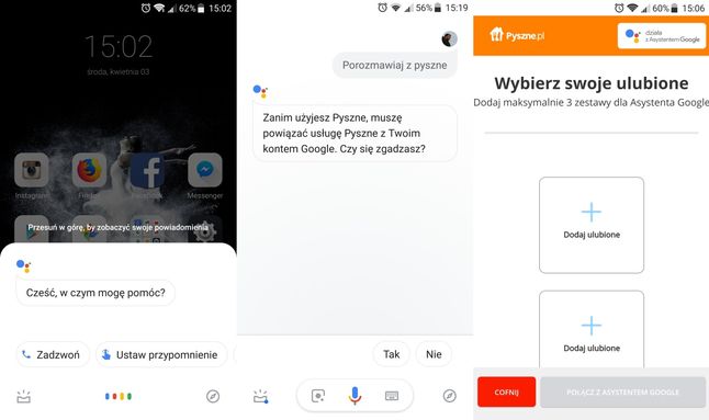 Konfiguracja Pyszne.pl w Asystencie Google'a