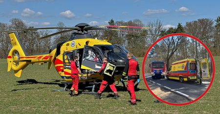 Wypadek na DW 181. Rowerzysta trafił do szpitala