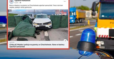Samochód osobowy wjechał w bariery na granicy w Chochołowie
