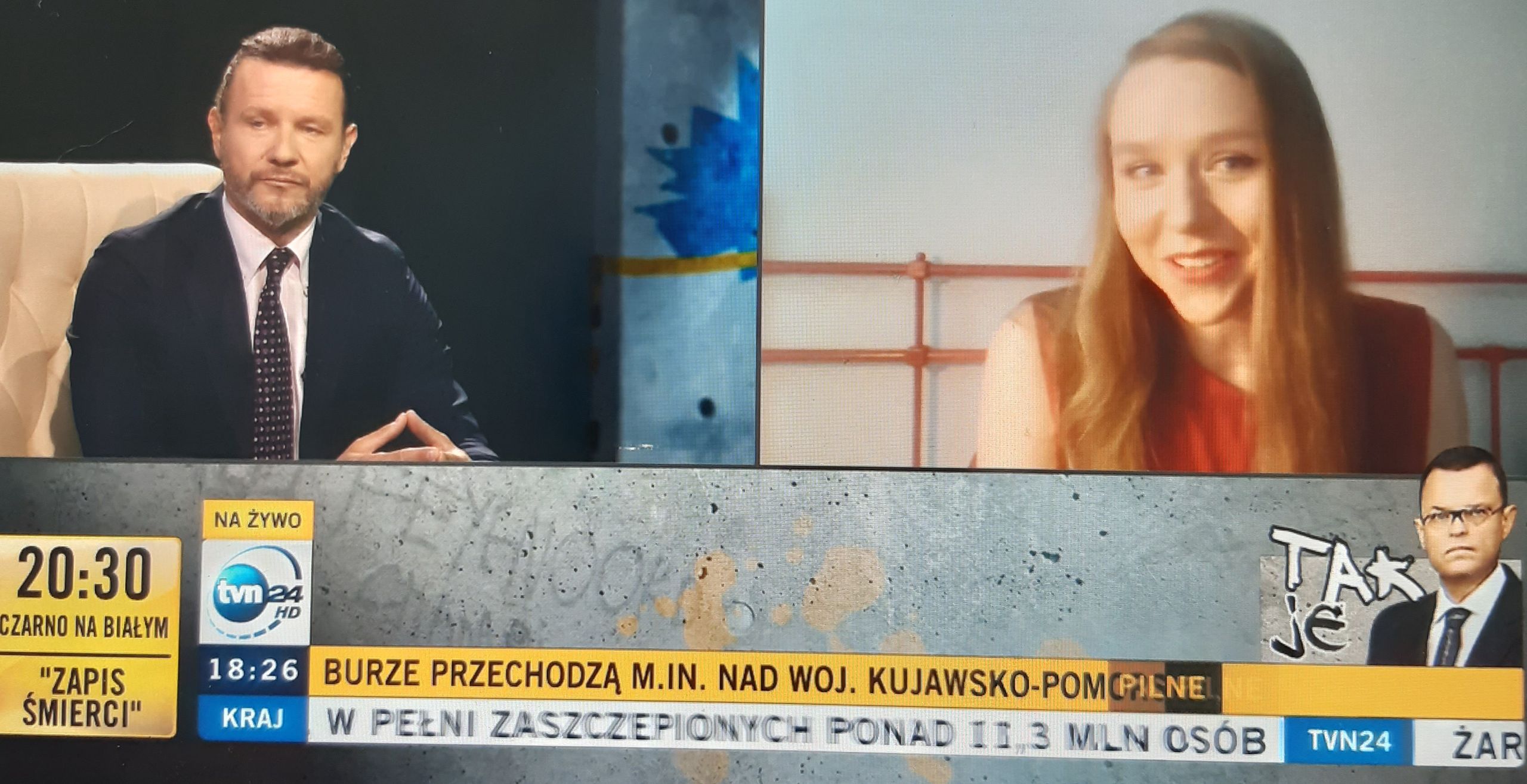 Maja Staśko i Radosław Majdan dyskutują w TVN24