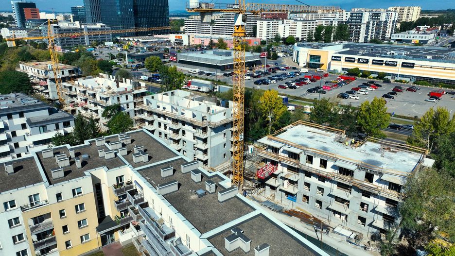 Bloki powstają na wysokości Centrum Handlowego Krokus