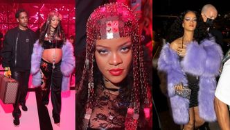 Rihanna eksponuje ciążowy brzuszek, przybywając z ASAP Rockym na pokaz Gucci (ZDJĘCIA)