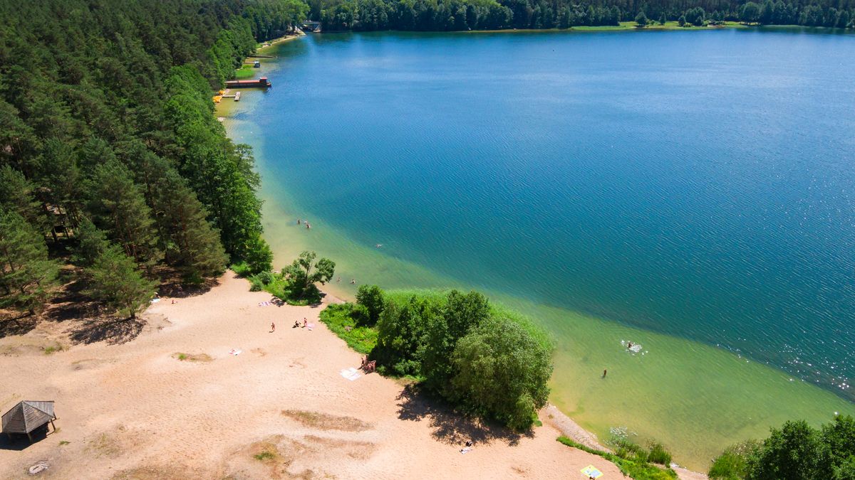 Jezioro Białe Augustowskie i plaża Patelnia