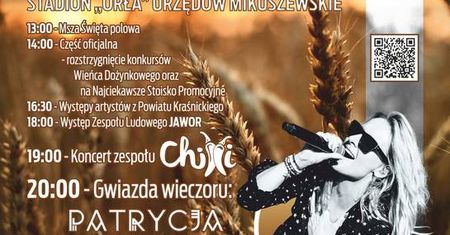 Dożynki Powiatowe w Urzędowie 2019. Na scenie wystąpi Patrycja Markowska