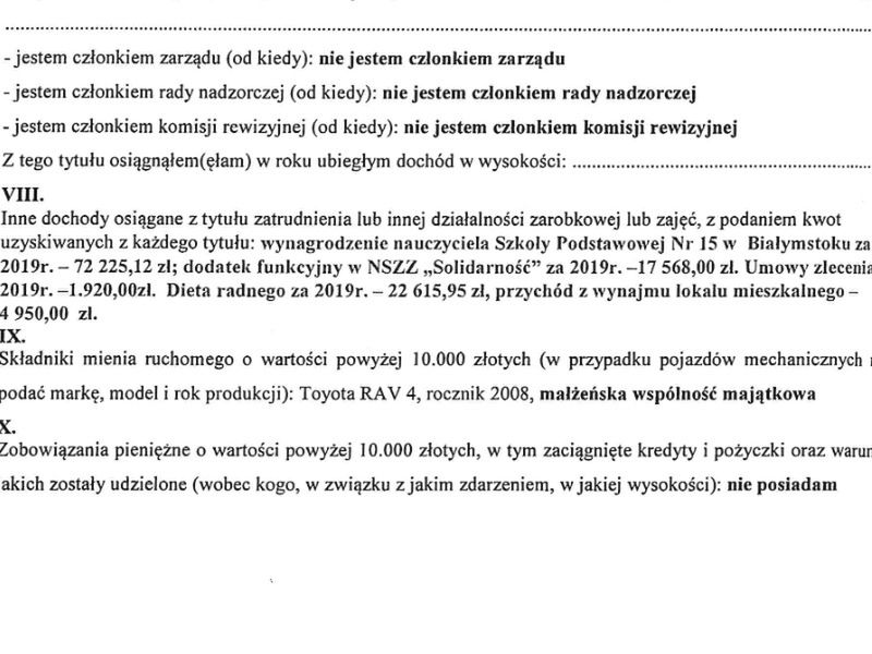 Oświadczenie majątkowe żony ministra edukacji narodowej