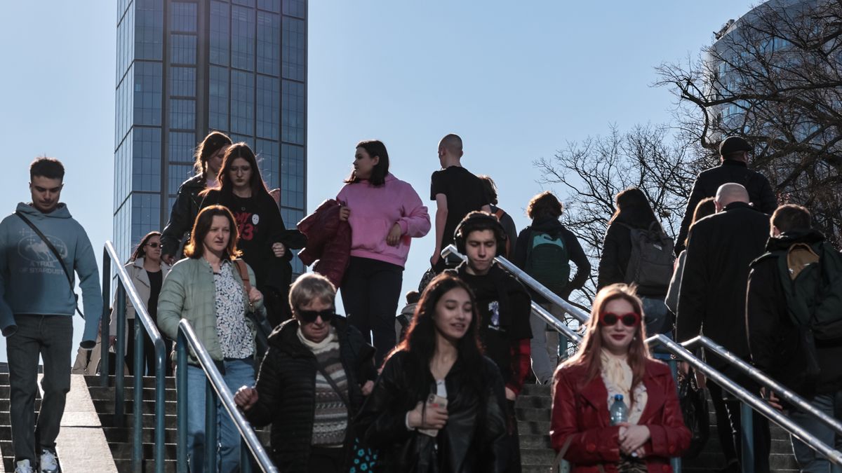 People walk on a high street in central Warsaw, the capital of Poland as Polish National Bank declares it will not lower country's high interest rates and national deficit turns out to be much higher than expected - April 3, 2025. (Photo by Dominika Zarzycka/NurPhoto via Getty Images)