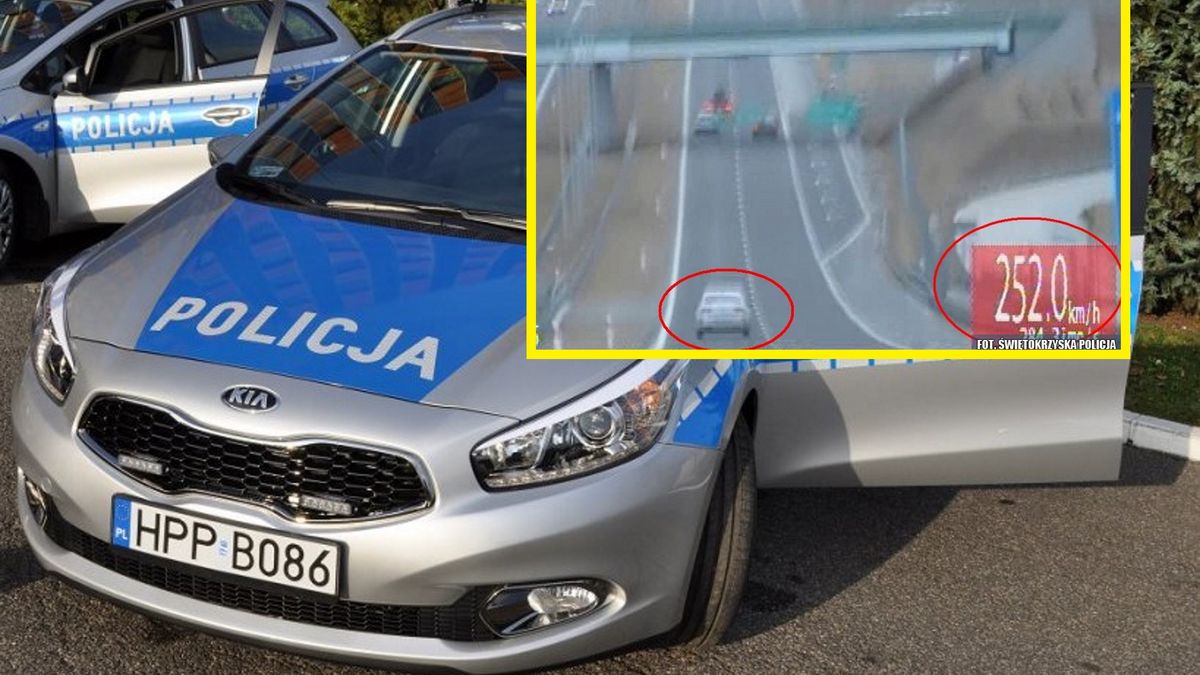 Mężczyzna pędził trasą S-7 z prędkością 252 km/h