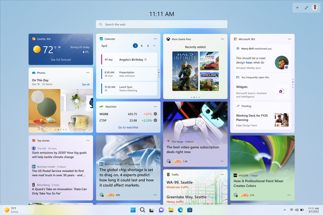 Windows 11: widżety na pełnym ekranie w kolejnych komputerach