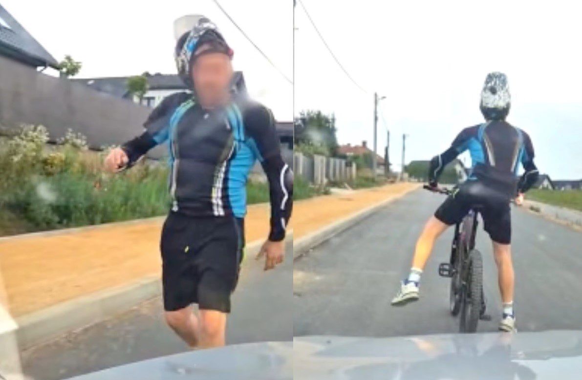 Krewki rowerzysta na drodze. Zajeżdżał drogę i groził kierowcy