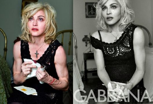 Madonna przed i po kuracji Photoshopowe