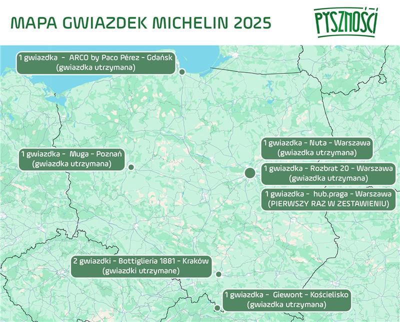 Mapa gwiazdek Michelin w Polsce