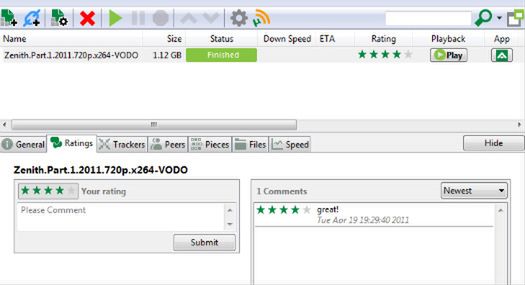 uTorrent 3.0 beta: komentowanie i ocenianie