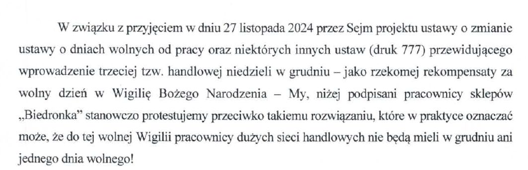 fragment petycji do prezydenta Andrzeja Dudy