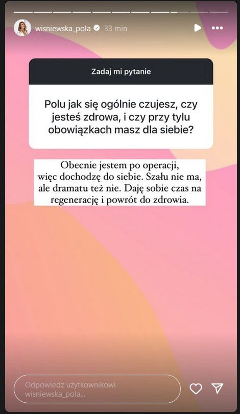 Pola Wiśniewska mówi o operacji 