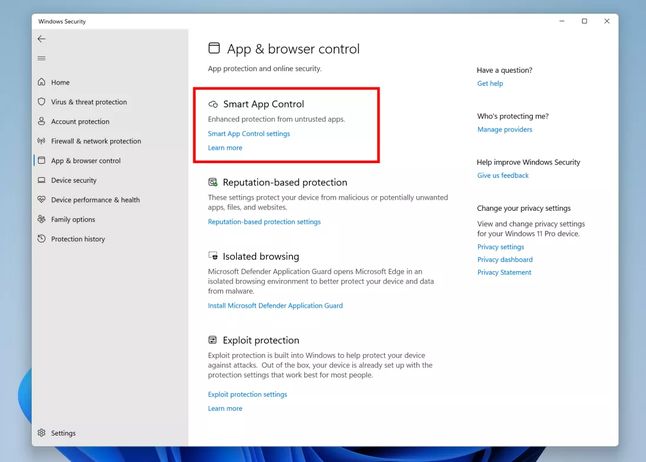 Smart App Control w Windows 11