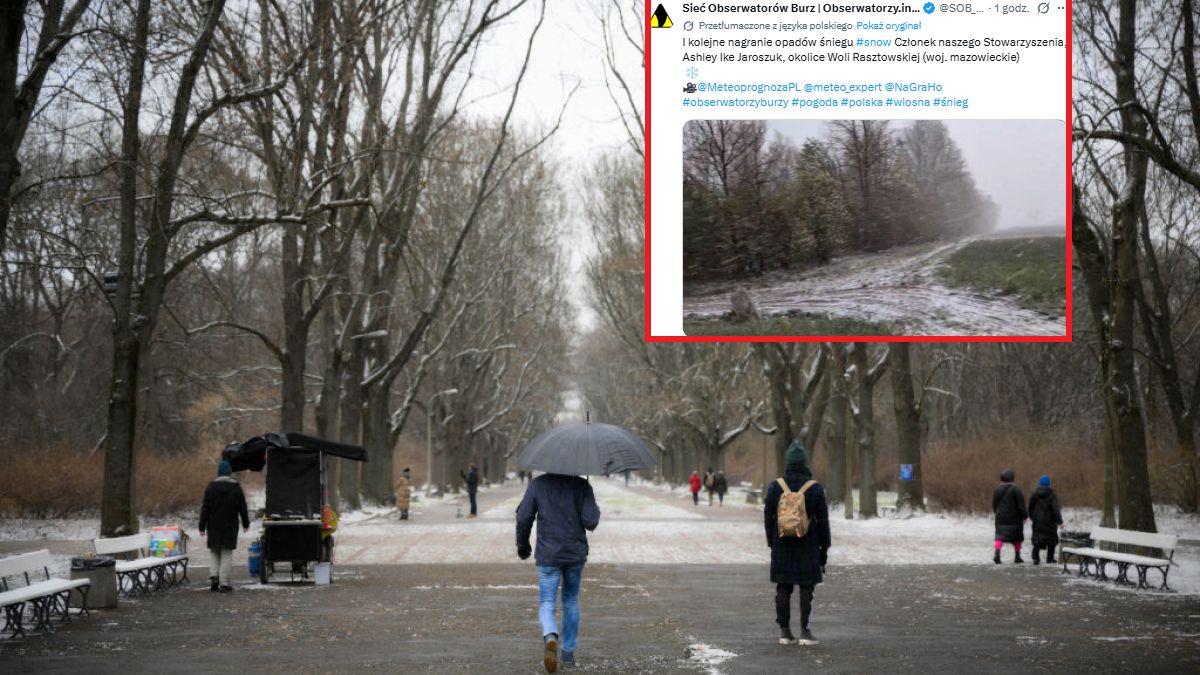 W woj. mazowieckim spadł śnieg