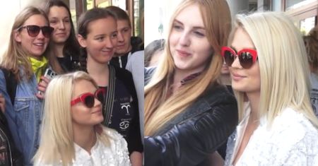 Margaret rozdaje autografy po wyjściu z "Dzień Dobry TVN"