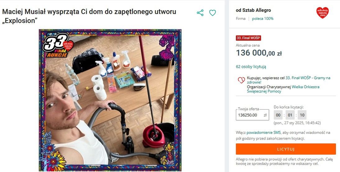 Aukcja Macieja Musiała na WOŚP