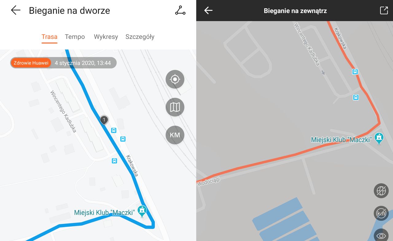 małe porównanie - po lewej ścieżka z GT2 , po prawej Stratos 2 podobna dokładność GPS