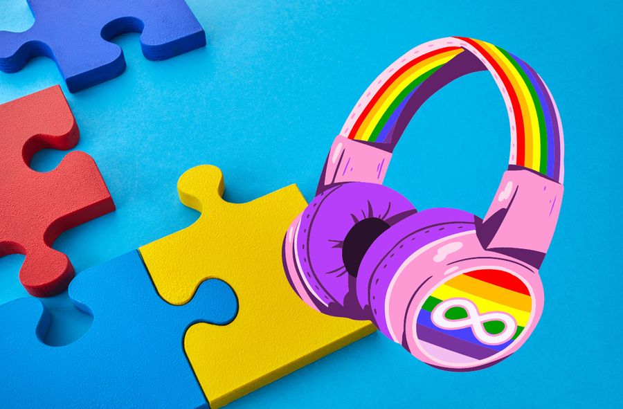 Kolorowe puzzle i nieskończonośc to symbole społeczności osób w spektrum
