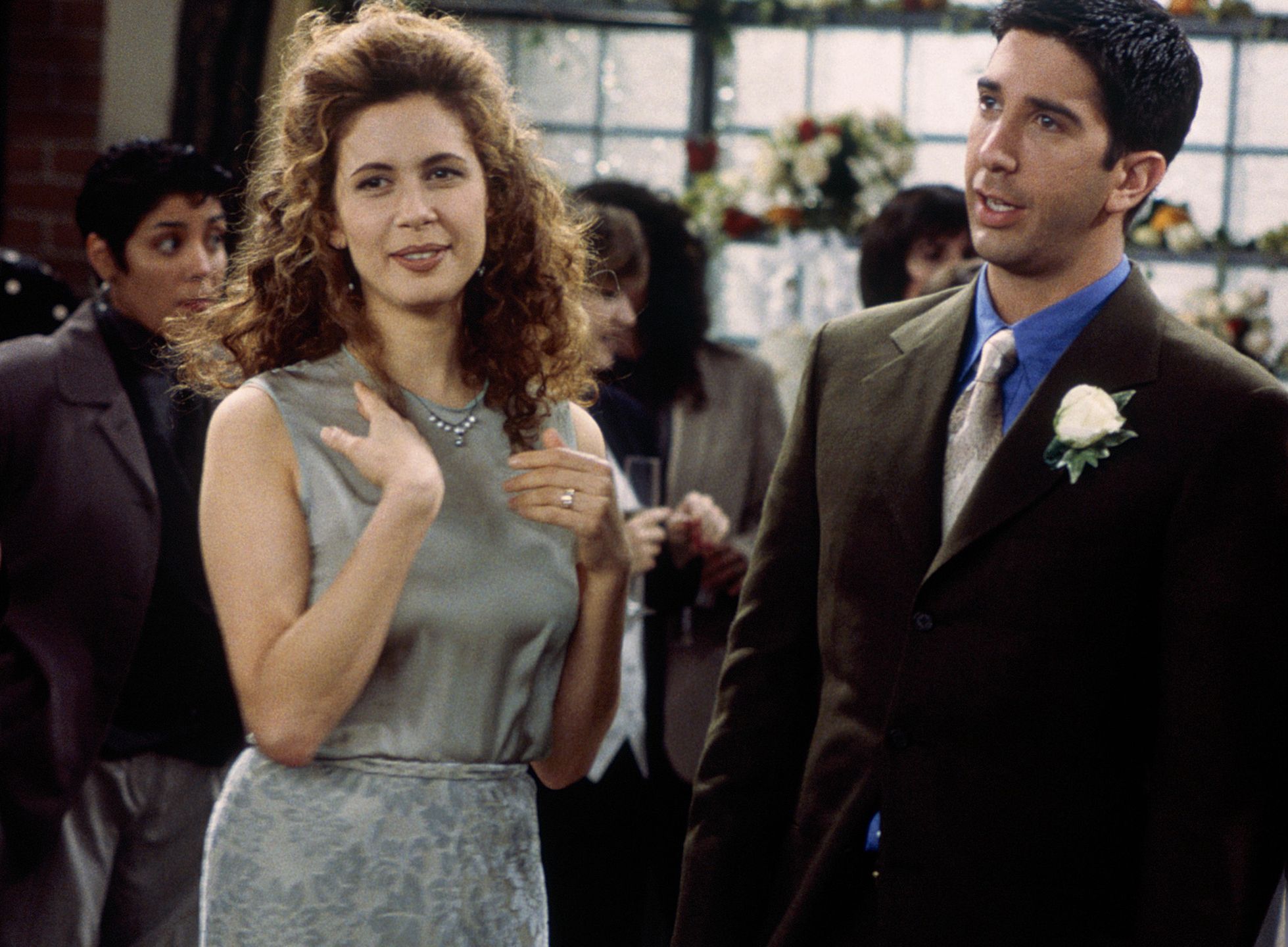 FriendsFRIENDS -- "The One with the Lesbian Wedding" Episode 11 -- Pictured: (l-r) Jessica Hecht as Susan Bunch-Willick, David Schwimmer as Ross Geller  (Photo by Paul Drinkwater/NBCU Photo Bank/NBCUniversal via Getty Images via Getty Images)NBC1990s, 1995-1996, Actor, Actress, Air date 01/18/96, Cast, Color, Comedy, Double, Episode 11, Episodic, NBCU Photo Bank, NUP_000520, Season 2, Select, Sitcom, Vertical