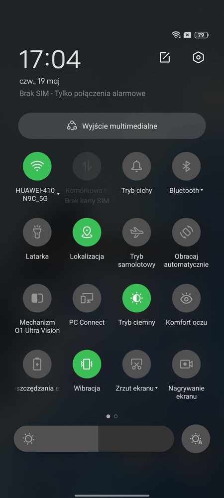 Ciemne menu podręczne