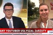 Bartosz Cebeńko i reporterka TVP Info