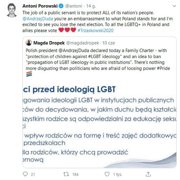 Antoni Porowski krytykuje postępowanie Andrzeja Dudy