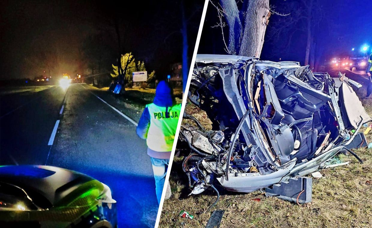 Auto z impetem uderzyło w drzewo. Jedna osoba nie żyje, dwie są ranne