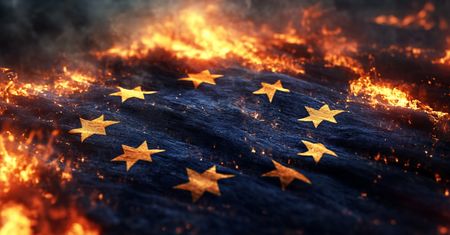 Skandaliczne zachowanie Grzegorza Brauna: Zdeptał i spalił flagę Unii Europejskiej w Katowicach