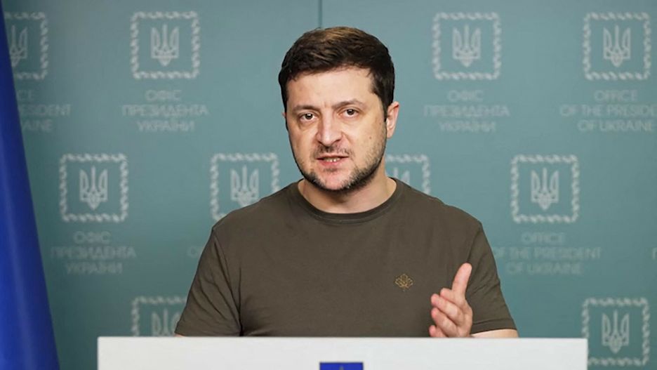 TemporaryThis handout video grab taken and released by the Ukraine Presidency press service on March 4, 2022 shows Ukrainian President Volodymyr Zelensky delivering an address in Kyiv. - Ukraine's President Volodymyr Zelensky demanded still tougher sanctions against his Moscow foes on March 4 after invading Russian forces attacked and seized a nuclear plant. (Photo by UKRAINE PRESIDENCY / AFP) / RESTRICTED TO EDITORIAL USE - MANDATORY CREDIT "AFP PHOTO /UKRAINIAN PRESIDENCY PRESS OFFICE " - NO MARKETING - NO ADVERTISING CAMPAIGNS - DISTRIBUTED AS A SERVICE TO CLIENTS-