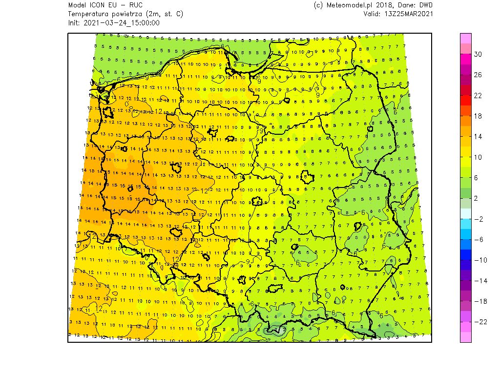 Pogoda. Najwyższe temperatury odnotowane będą w zachodniej Polsce