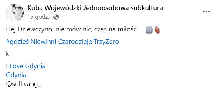 Kuba Wojewódzki zmienił opis pod zdjęciem
