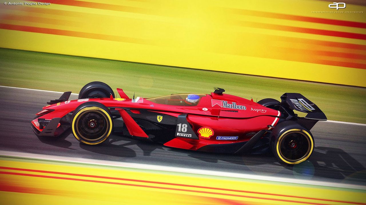 Antonio Paglia przypomina nam stare, dobre czasy, gdy firmy tytoniowe były głównymi sponsorami w Formule 1, a pieniądze od nich lały się strumieniami. Czerwone Ferrari w barwach Marlboro to marzenie niejednego kibica i myślę, że wygląd tego bolidu również.
