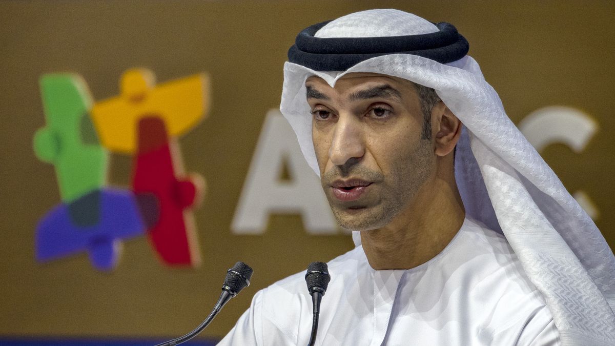 GYEONGJU, SOUTH KOREA - OCTOBER 30: Dr. Thani bin Ahmed Al Zeyoudi, Minister of Foreign Trade of the UAE, delivers a speech during the APEC CEO summit on October 30, 2025 in Gyeongju, South Korea. Leaders and delegates from 21 APEC economies are gathering in South Korea for the upcoming APEC summit, where talks are expected to center on trade, supply chain stability, and technology cooperation. The meetings come amid heightened regional tensions and efforts to boost growth through closer economic integration, and as U.S. President Trump tours Asia on a six-day visit. (Photo by Ezra Acayan/Getty Images)
