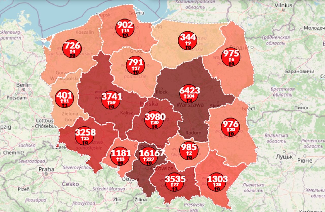 Koronawirus w Polsce. Dobowy rekord zakażeń. Aż 227 nowych przypadków na Śląsku [Mapa]