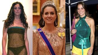 Księżna Kate lubowała się kiedyś w cekinach i paradowała po wybiegach w SAMEJ BIELIŹNIE. Pamiętacie? (STARE ZDJĘCIA)