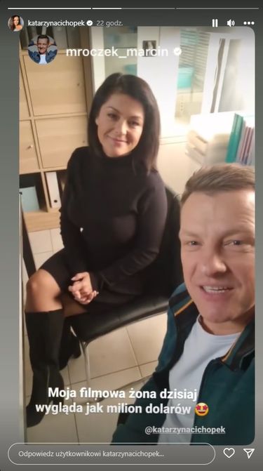 Kasia Cichopek i Marcin Mroczek na planie M jak Miłość