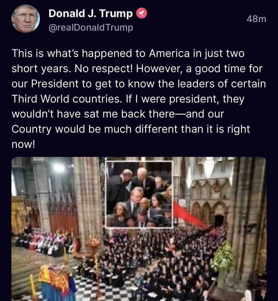 Donald Trump o pogrzebie królowej Elżbiety II