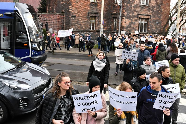 Protest pracowników sądowych we Wrocławiu