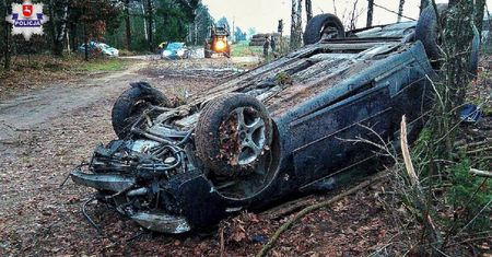 Lubelskie. Auto było puste po wypadku. Już dopadli 18-latka