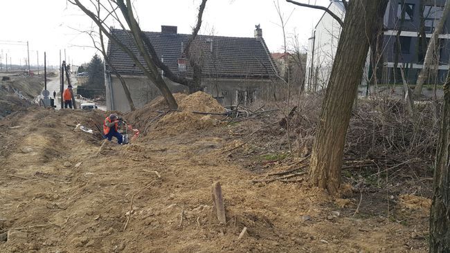 Działka, którą wywłaszczyły PLK. Leży między domem pani Niny a remontowanym mostem. 