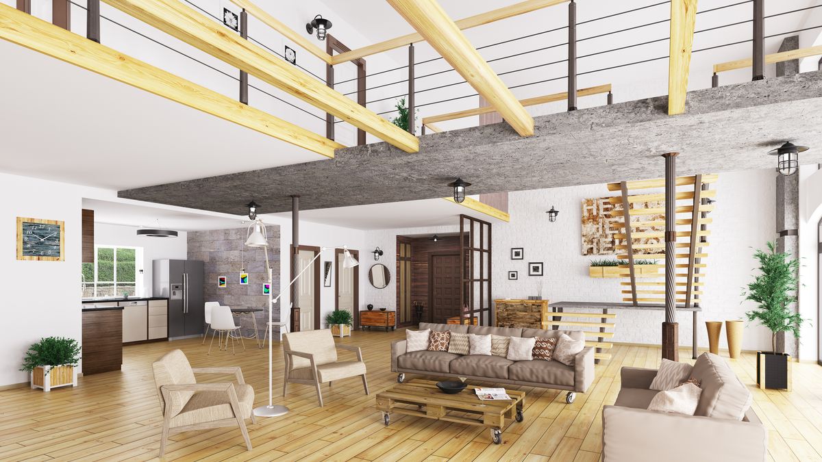Styl industrialny charakteryzuje się prostotą i minimalizmem. Domu w tym stylu mają otwartą przestrzeń, duże pomieszczenia i ogromne okna.