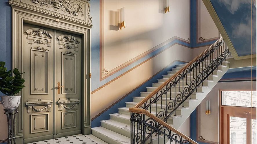 Tak wygląda klatka schodowa w kamienicy przy ul. Foksal 13/15