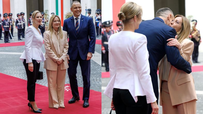 Marta i Karol Nawroccy z wizytą we Włoszech. Para prezydencka została przywitana przez premier Giorgię Meloni (ZDJĘCIA)